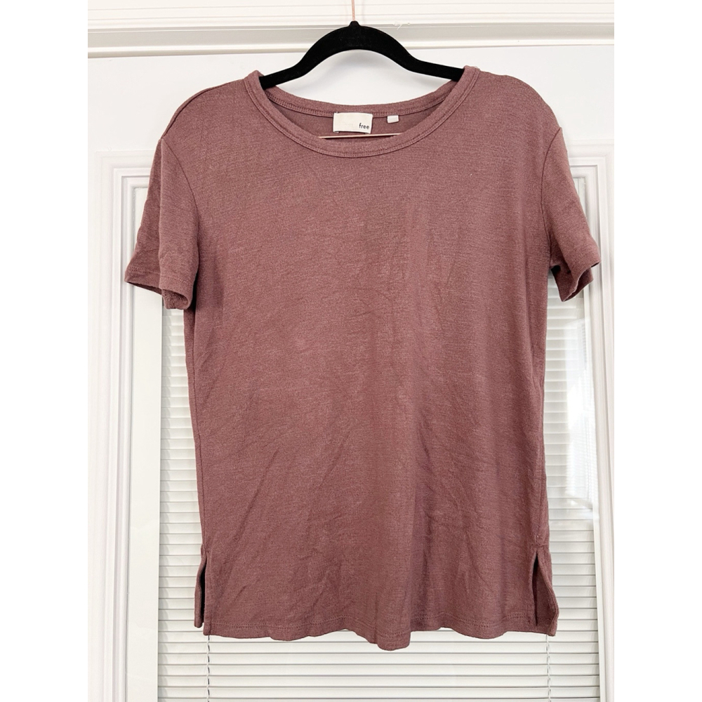 WILFRED free Aritzia Crewneck Short Sleeve Mauve Flowy Textured Tshirt Size XS